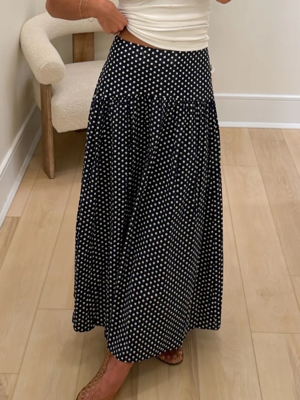 Polka Dot Maxi Skirt - Black & White NWT